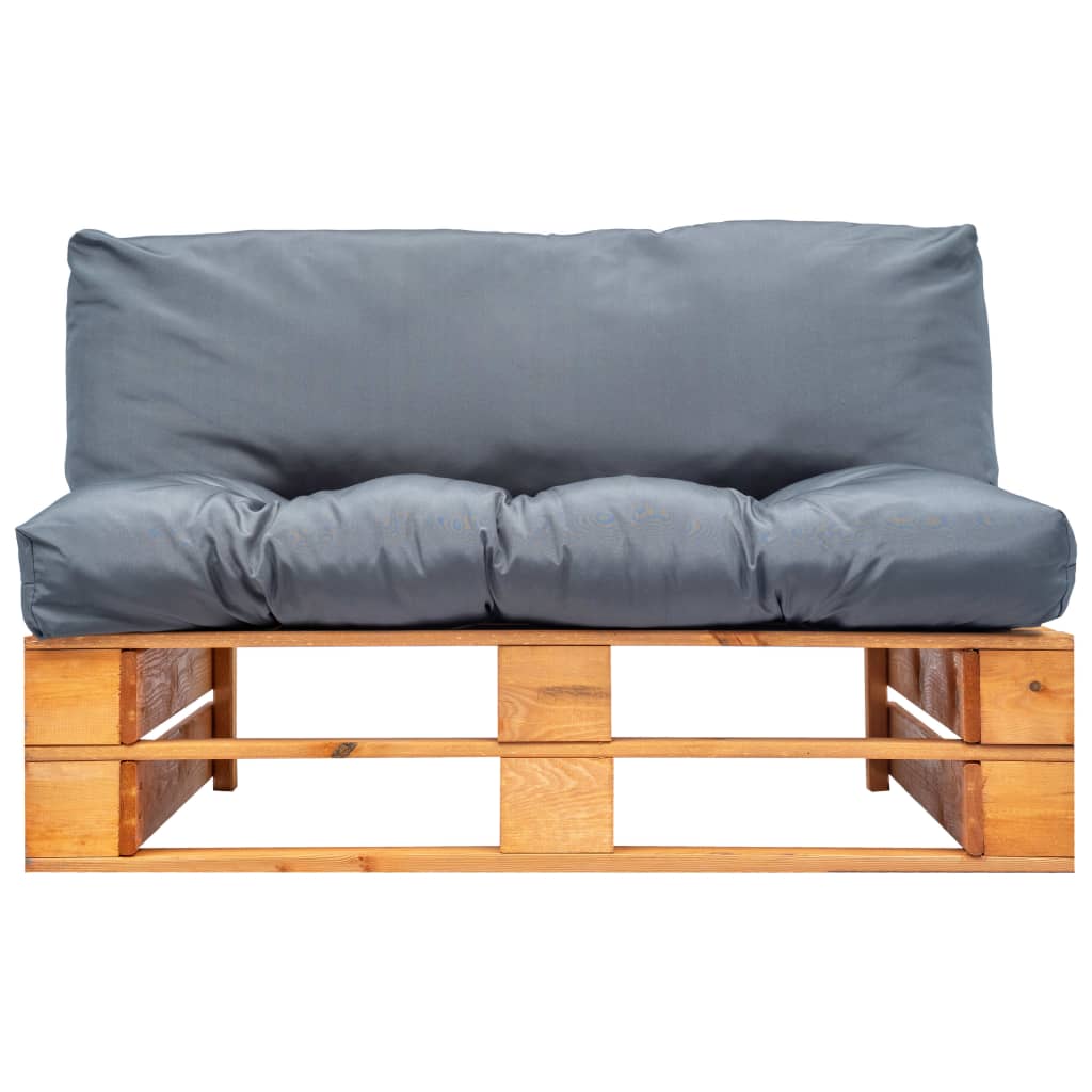 vidaXL Canapé d'extérieur palette avec coussins gris Bois de pin
