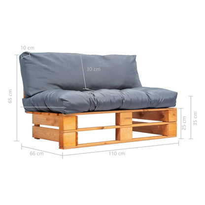 vidaXL Canapé d'extérieur palette avec coussins gris Bois de pin