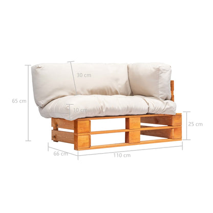 vidaXL Garten-Palettensofa mit Kissen in Sandfarben Kiefernholz