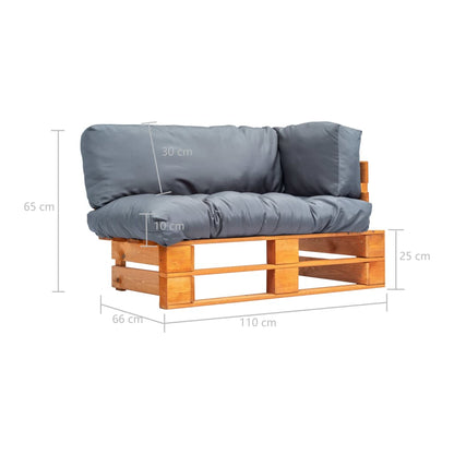 vidaXL Garten-Palettensofa mit Grauen Kissen Kiefernholz