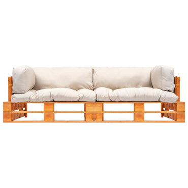 vidaXL 2-tlg. Garten-Palettensofa-Set Kissen in Sandfarben Kiefernholz