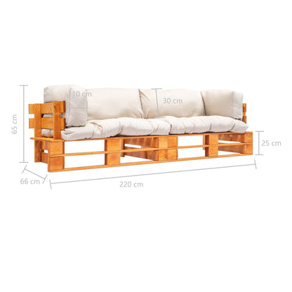 vidaXL 2-tlg. Garten-Palettensofa-Set Kissen in Sandfarben Kiefernholz