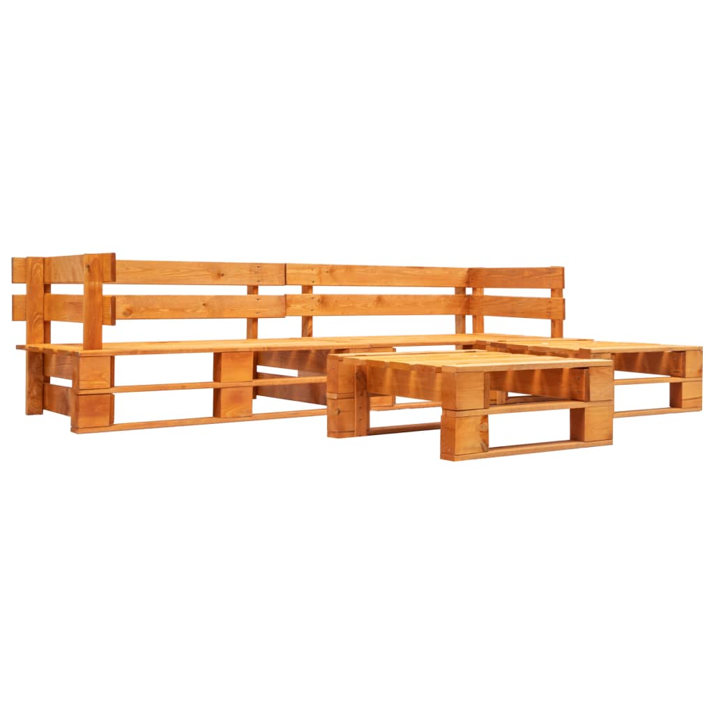 vidaXL Ensemble de canapés de jardin à palettes 4 pcs Bois marron miel