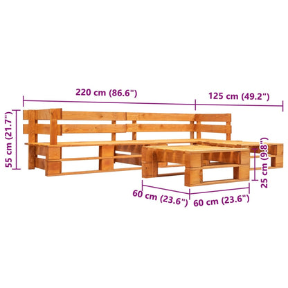 vidaXL Ensemble de canapés de jardin à palettes 4 pcs Bois marron miel