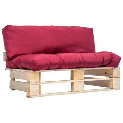vidaXL Canapé d'extérieur de palette avec coussins rouges en pin