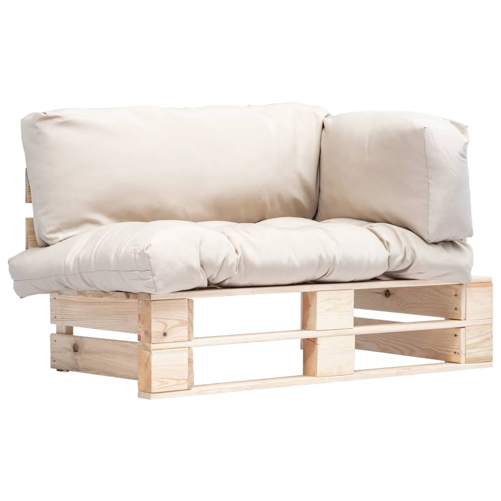 vidaXL Outdoor-Sofa Paletten mit Kissen in Sandfarben Kiefernholz