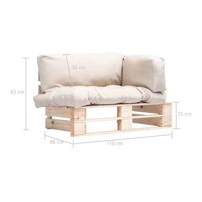 vidaXL Outdoor-Sofa Paletten mit Kissen in Sandfarben Kiefernholz
