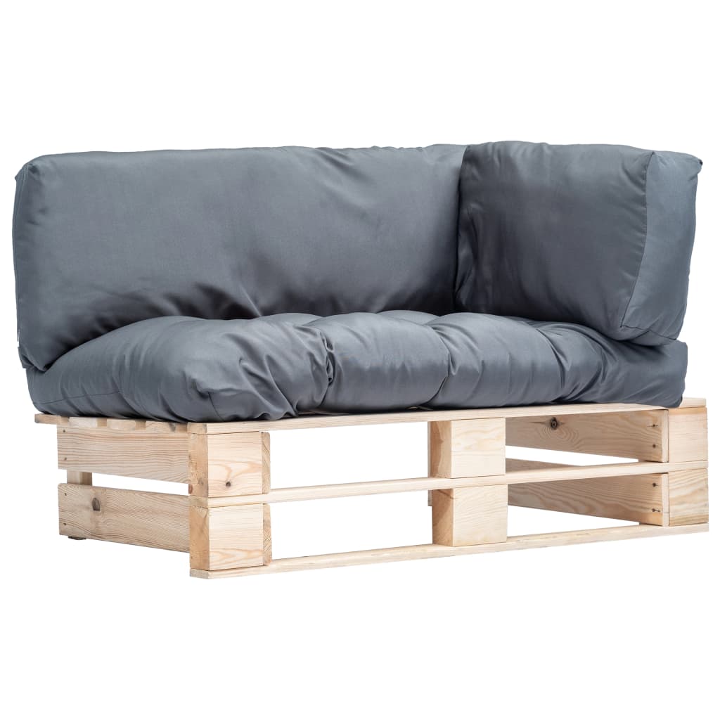 vidaXL Canapé d'extérieur palette avec coussins gris Bois de pin