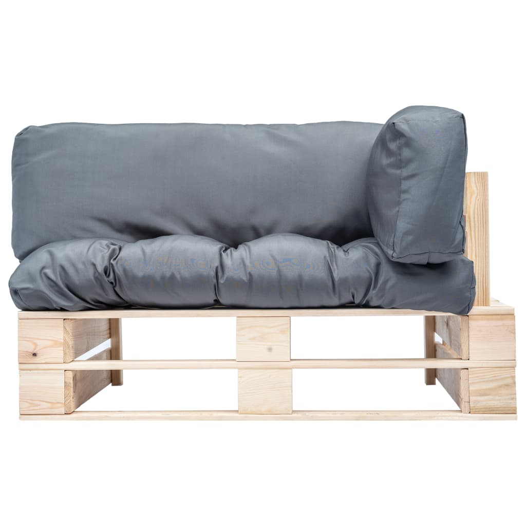 vidaXL Canapé d'extérieur palette avec coussins gris Bois de pin