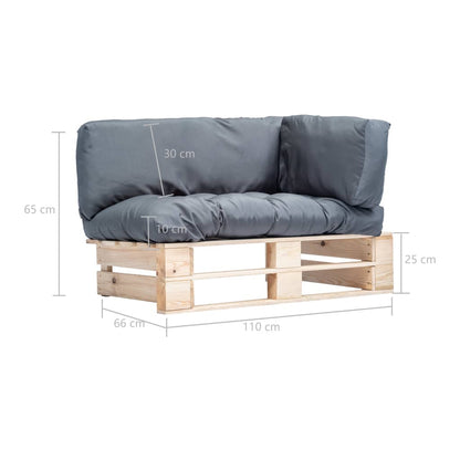 vidaXL Canapé d'extérieur palette avec coussins gris Bois de pin