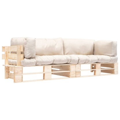 vidaXL Salon de jardin 2 pcs avec coussins de palettes Sable Bois de pin