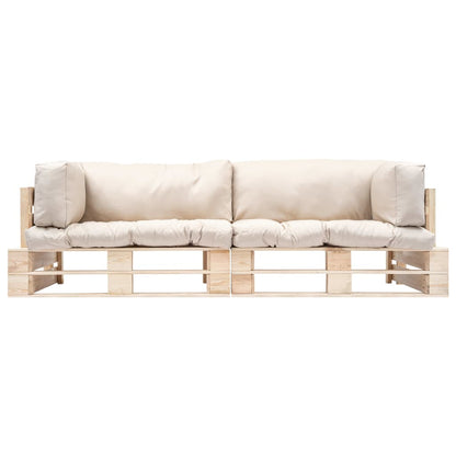 vidaXL Salon de jardin 2 pcs avec coussins de palettes Sable Bois de pin