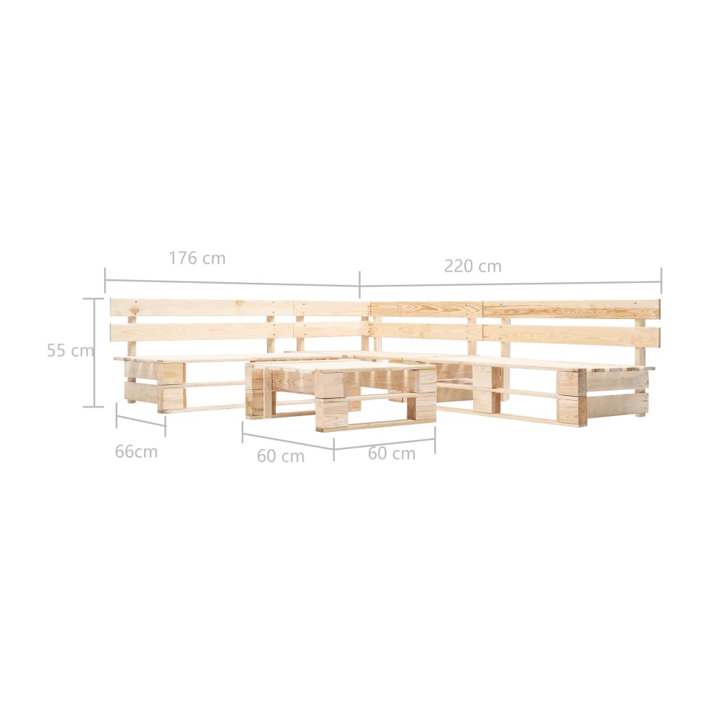 vidaXL Salon de jardin palette 4 pcs Bois Naturel