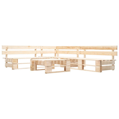 vidaXL 4-tlg. Paletten-Lounge-Set mit Kissen in Sandfarben Holz