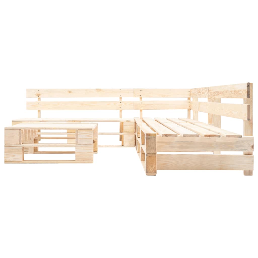 vidaXL 4-tlg. Paletten-Lounge-Set mit Kissen in Sandfarben Holz
