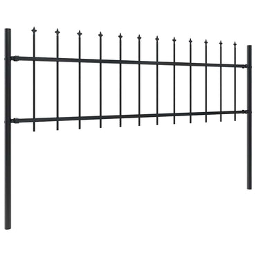 vidaXL Clôture de jardin avec têtes de lance Acier 892,5 x 60 cm Noir