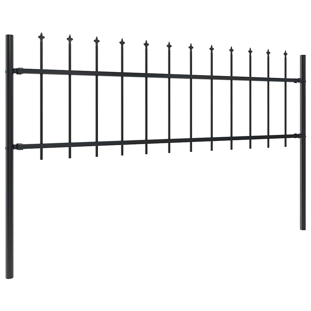 vidaXL Clôture de jardin avec lance en acier 1070 x 60 cm Noir
