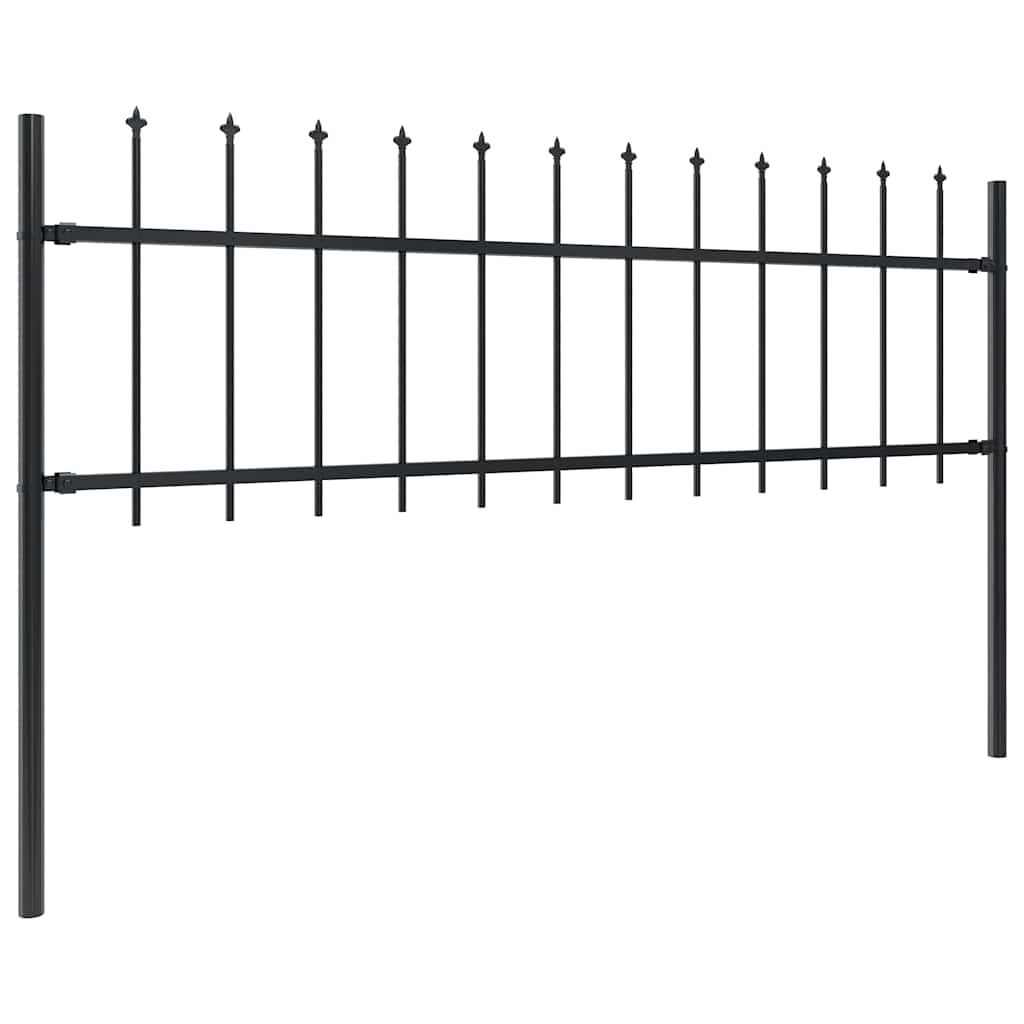 vidaXL Clôture de jardin avec pointes de lance Acier 1248 x 60 cm Noir