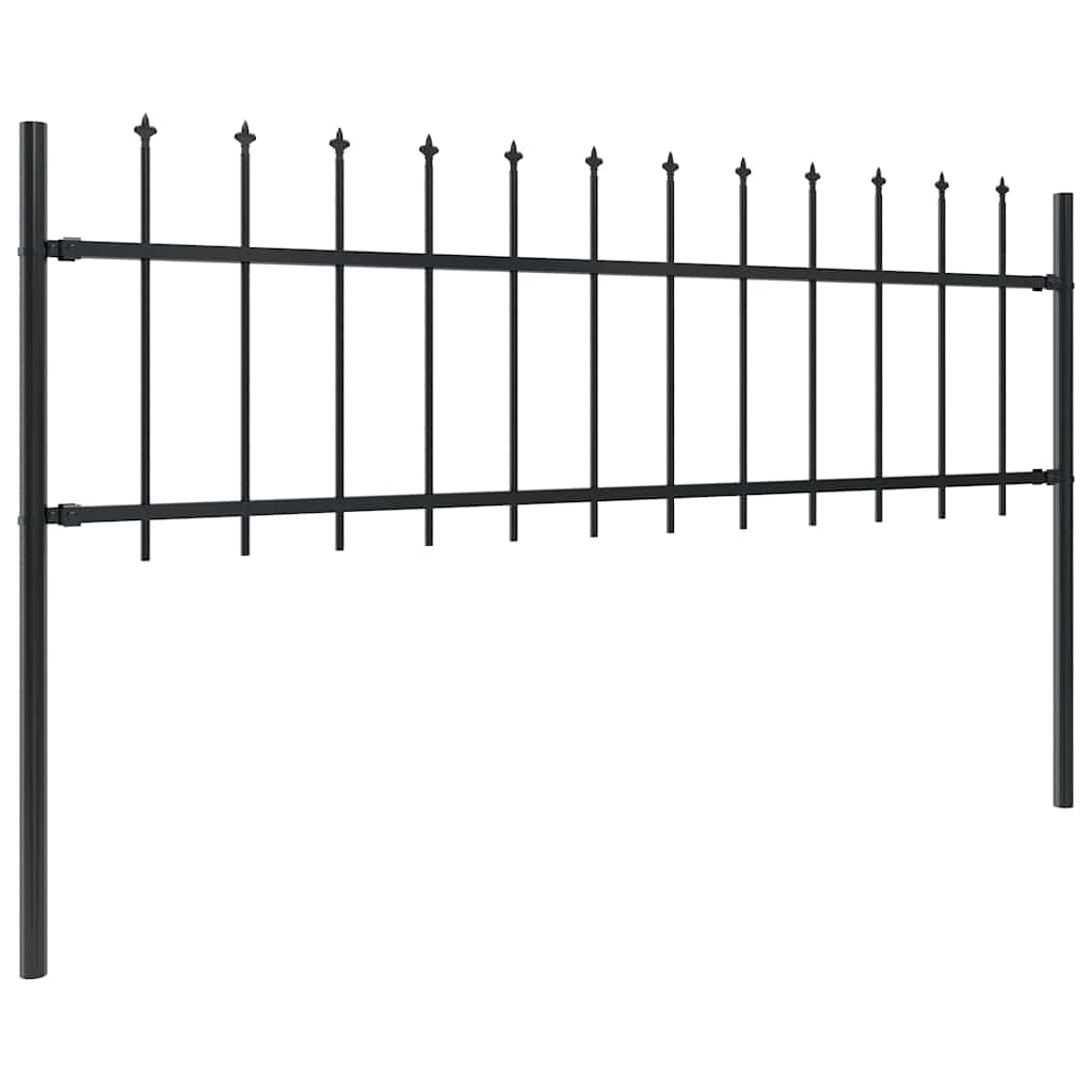 vidaXL Clôture de jardin avec lance en acier 1426 x 60 cm Noir