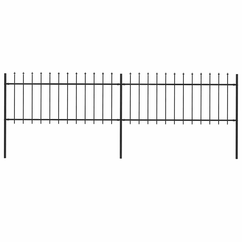 vidaXL Clôture de jardin avec lance en acier 359 x 80 cm noir