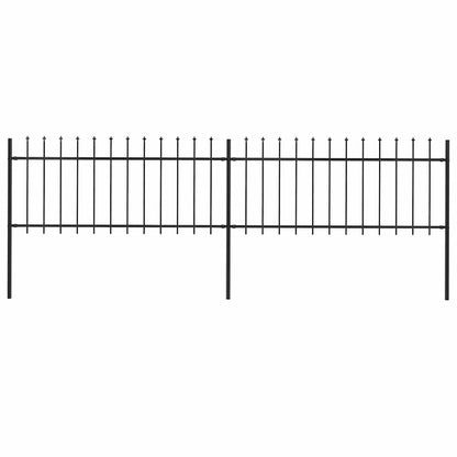 vidaXL Clôture de jardin avec lance en acier 359 x 80 cm noir