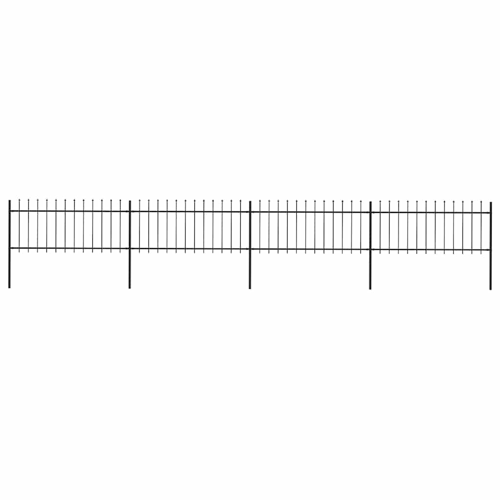 vidaXL Clôture de jardin avec lance en acier 714,5 x 80 cm Noir