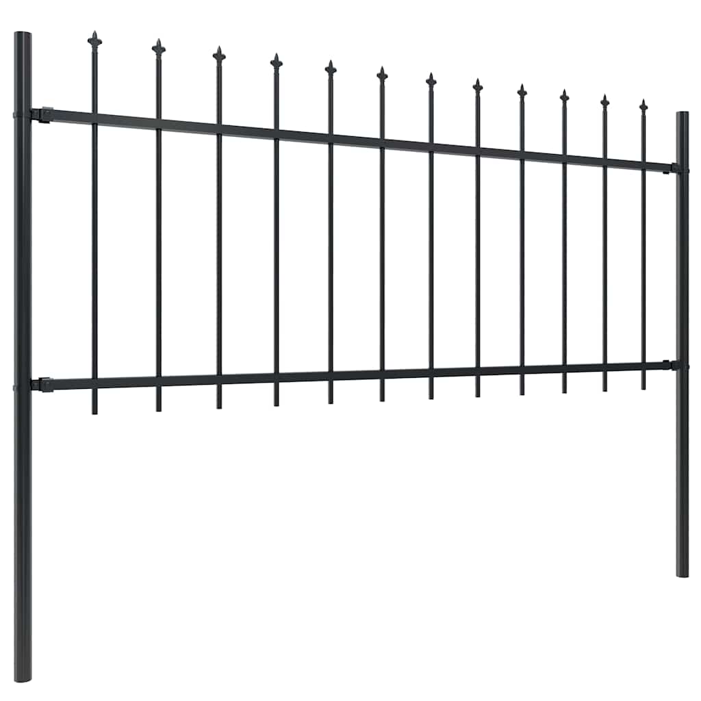 vidaXL Clôture de jardin avec pointes en lance Acier 892,5 x 80 cm Noir