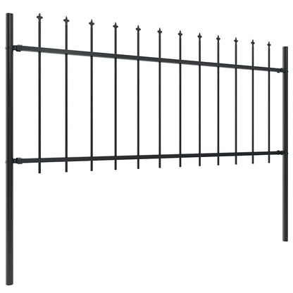 vidaXL Clôture de jardin avec pointes en lance Acier 892,5 x 80 cm Noir