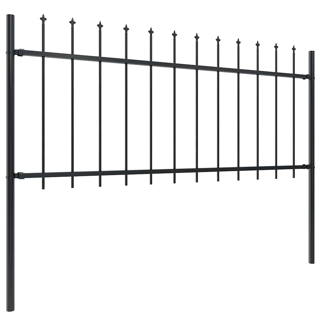 vidaXL Clôture de jardin avec têtes de lance Acier 1070 x 80 cm Noir