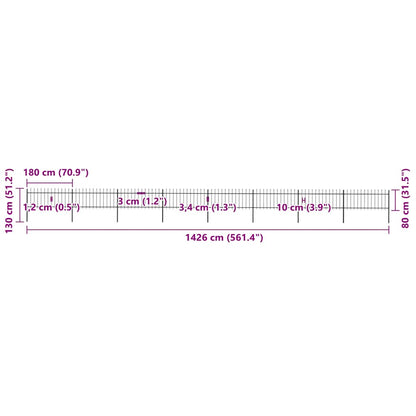 vidaXL Clôture de jardin avec têtes de lance Acier 1426 x 80 cm Noir