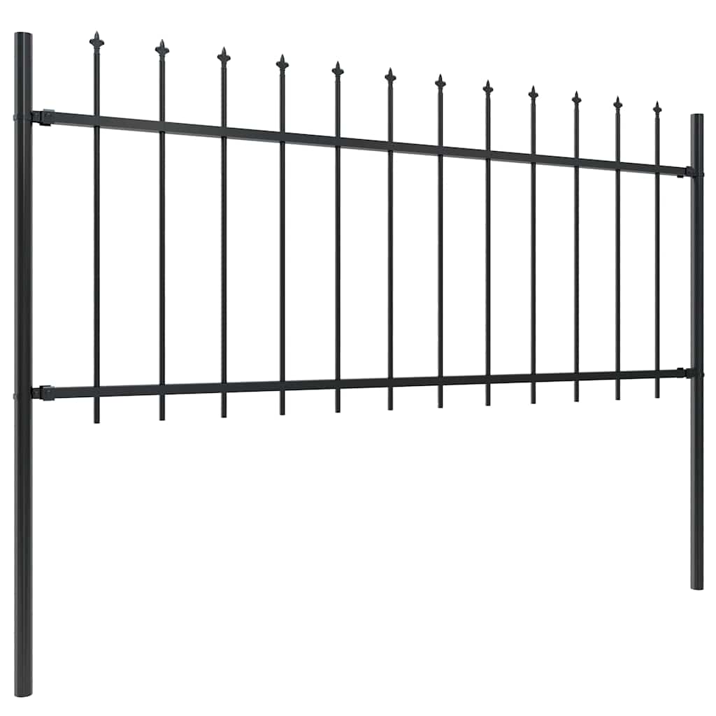 vidaXL Clôture de jardin avec lance en acier 1781,5 x 80 cm Noir