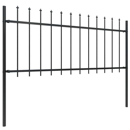 vidaXL Clôture de jardin avec lance en acier 1781,5 x 80 cm Noir