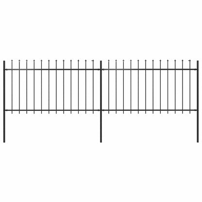 vidaXL Clôture de jardin en acier avec pointes de lance 359 x 100 cm Noir