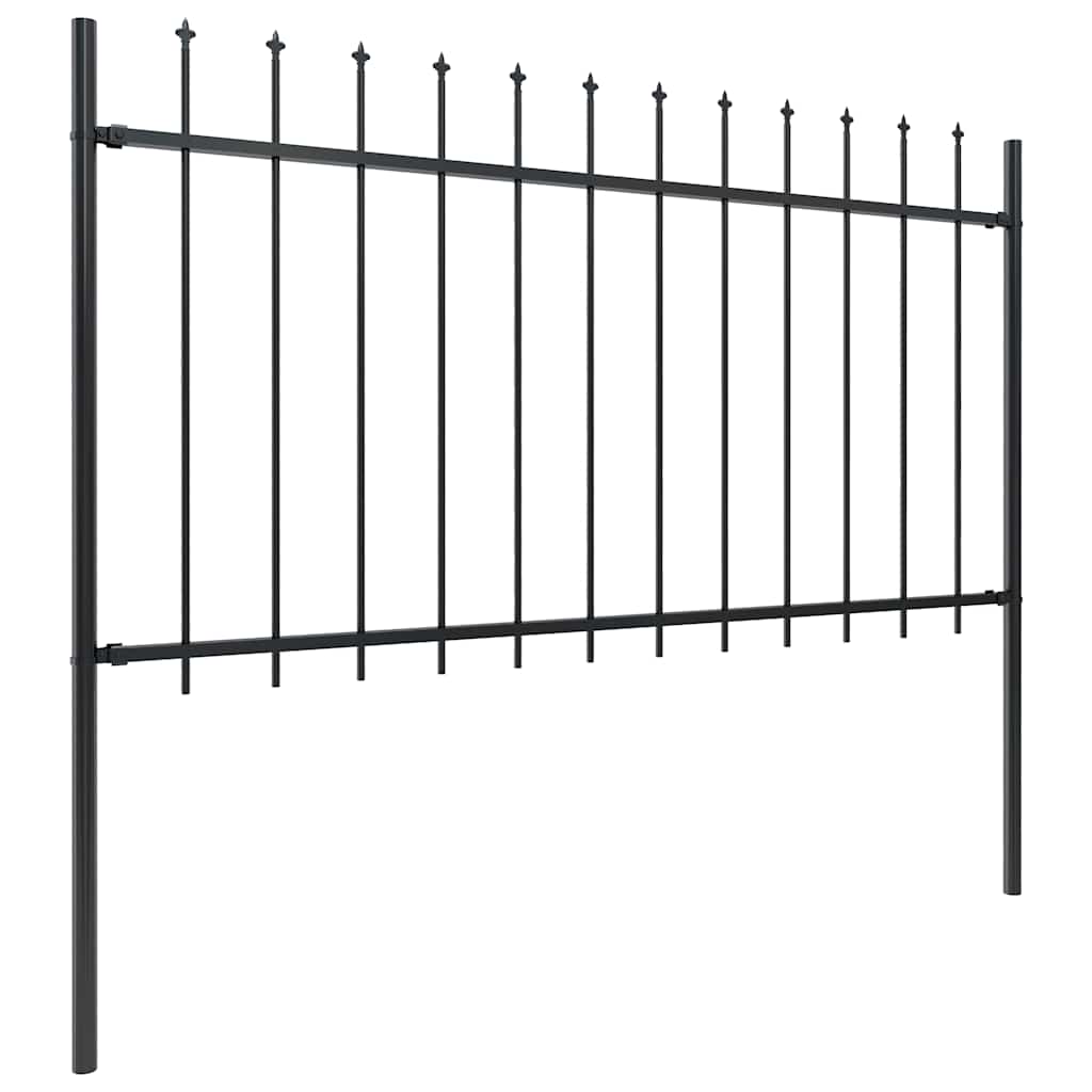 vidaXL Clôture de jardin en acier avec pointes de lance 359 x 100 cm Noir