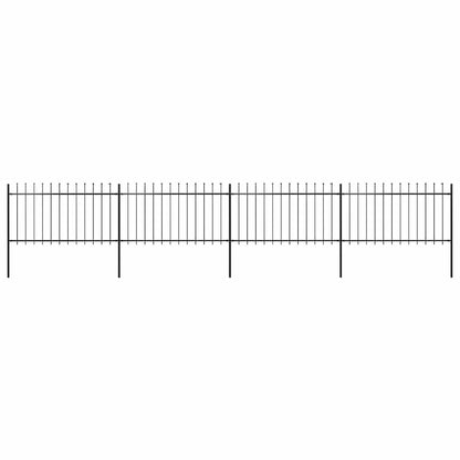 vidaXL Clôture de jardin avec fer de lance Acier 714,5 x 100 cm Noir