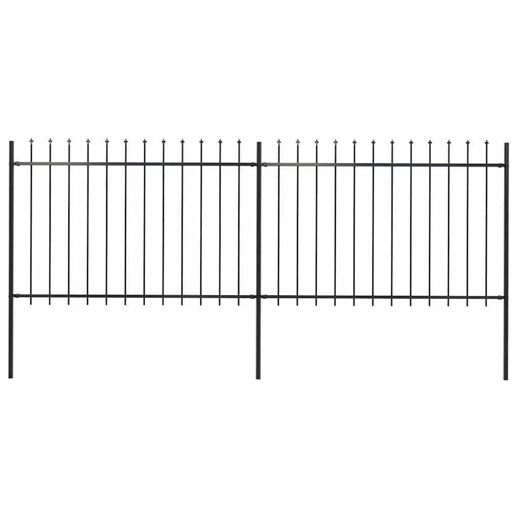 vidaXL Clôture de jardin avec pointes de lance Acier 3,4 x 1,2 m Noir