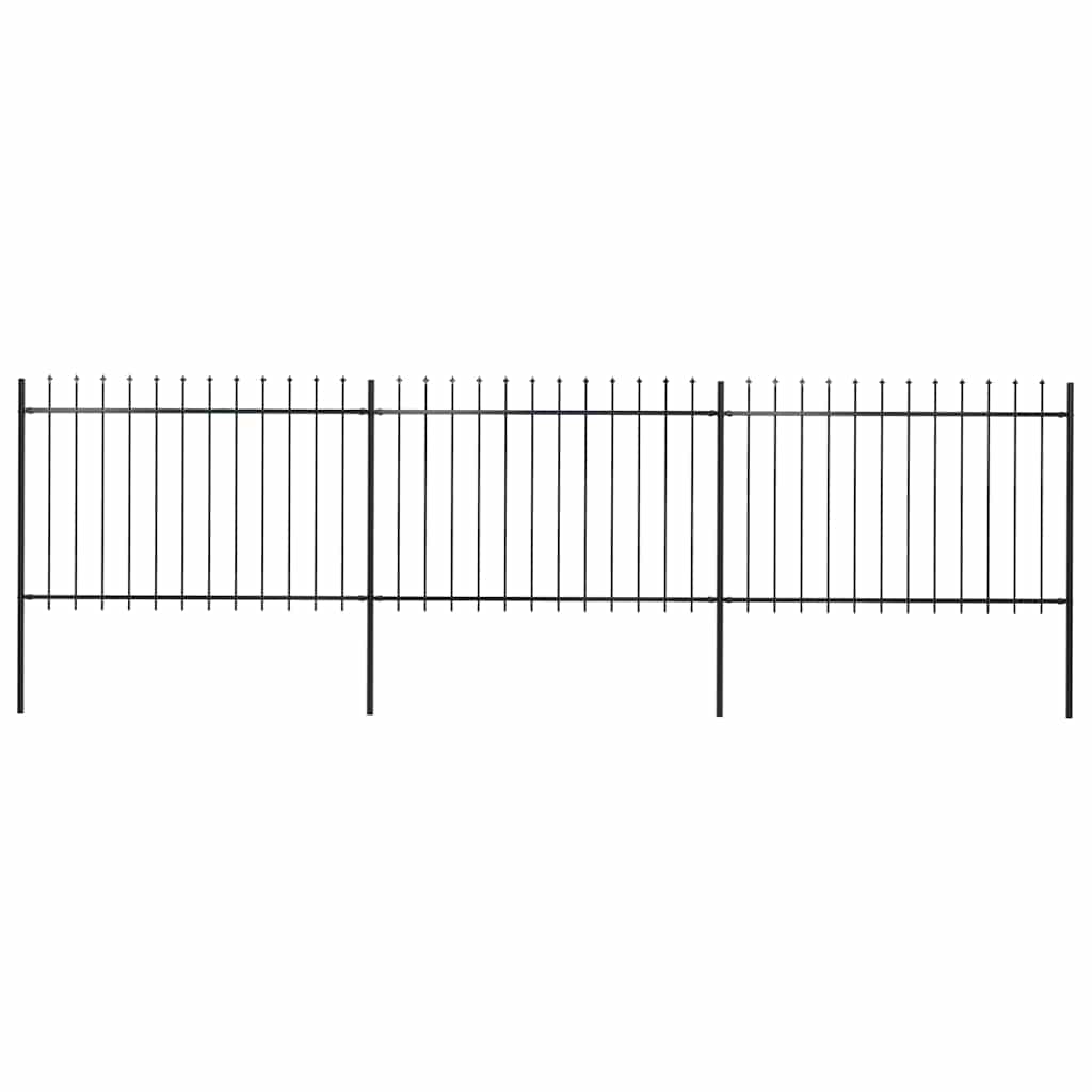 vidaXL Clôture de jardin avec lance en acier 537 x 120 cm noir
