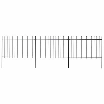 vidaXL Clôture de jardin avec lance en acier 537 x 120 cm noir