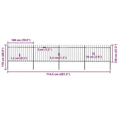 vidaXL Clôture de jardin avec fers de lance Acier 714,5 x 120 cm Noir