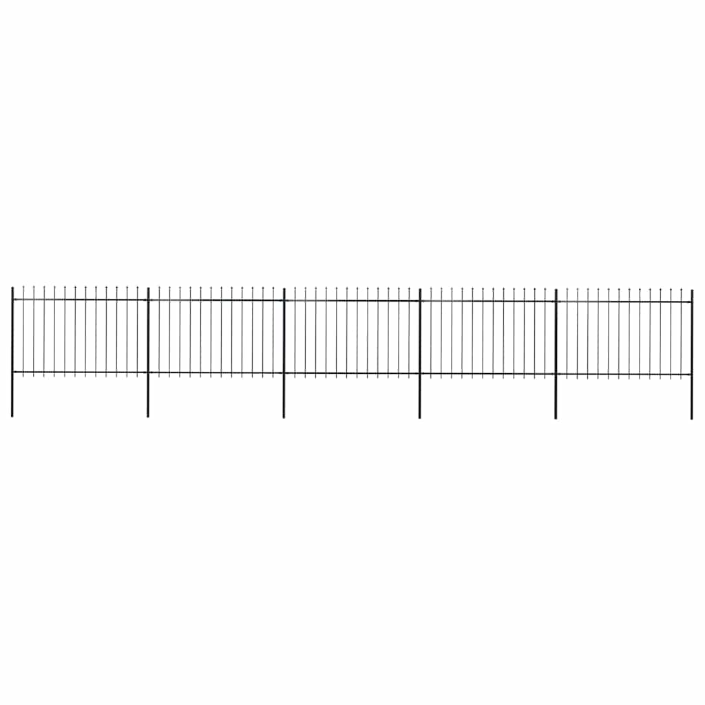 vidaXL Clôture de jardin avec lance en acier 892,5 x 120 cm Noir