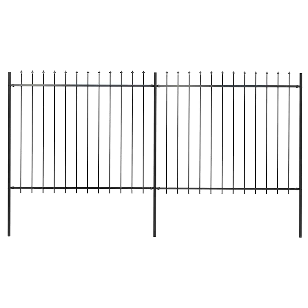 vidaXL Gartenzaun mit Speerspitze Stahl 359 x 150 cm Schwarz