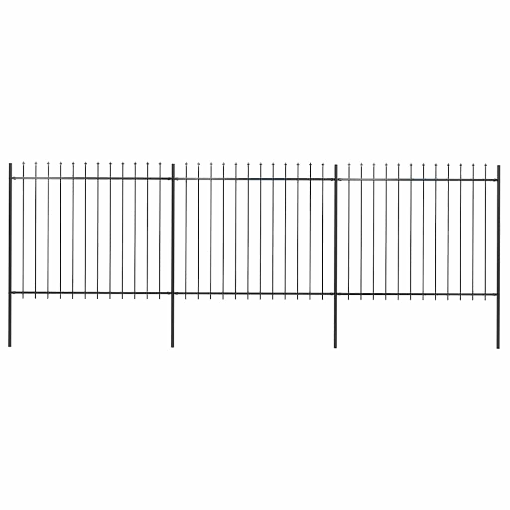 vidaXL Gartenzaun mit Speerspitze Stahl 537 x 150 cm Schwarz