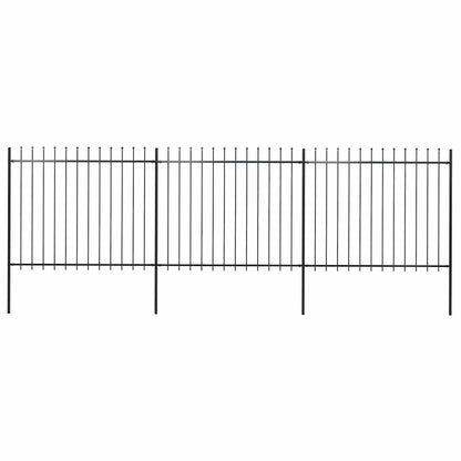 vidaXL Gartenzaun mit Speerspitze Stahl 537 x 150 cm Schwarz