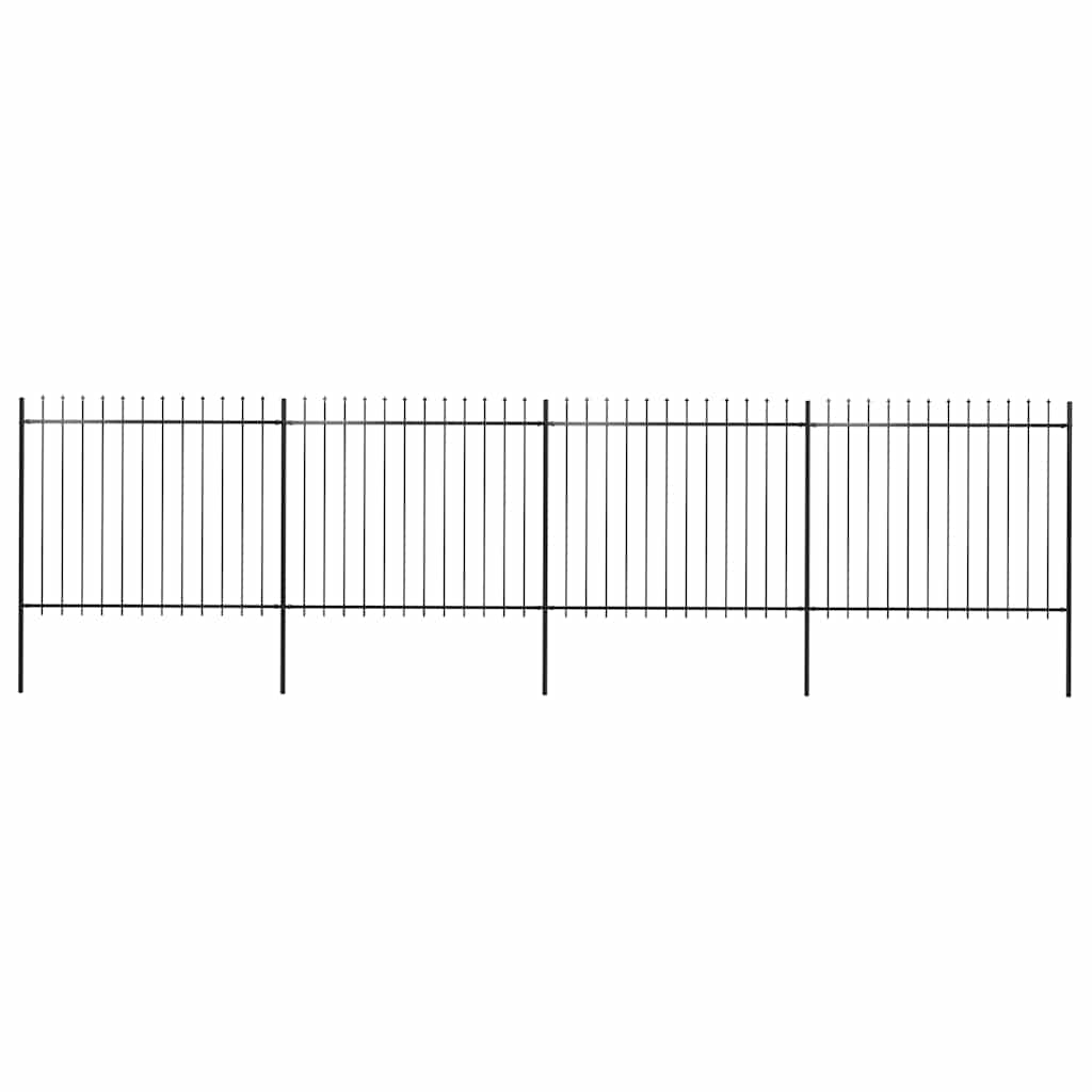 vidaXL Clôture de jardin avec fers de lance Acier 714,5 x 150 cm Noir