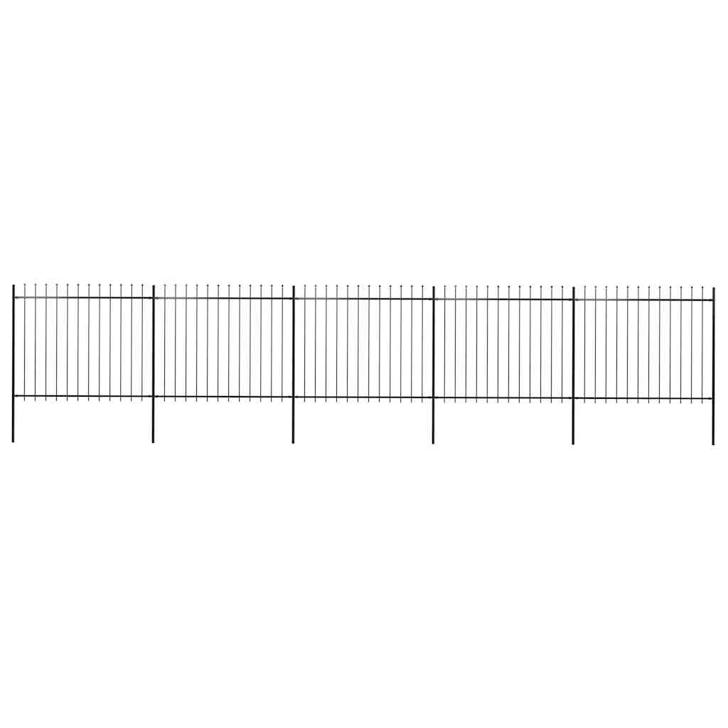 vidaXL Clôture de jardin avec lance en acier 892,5 x 150 cm Noir