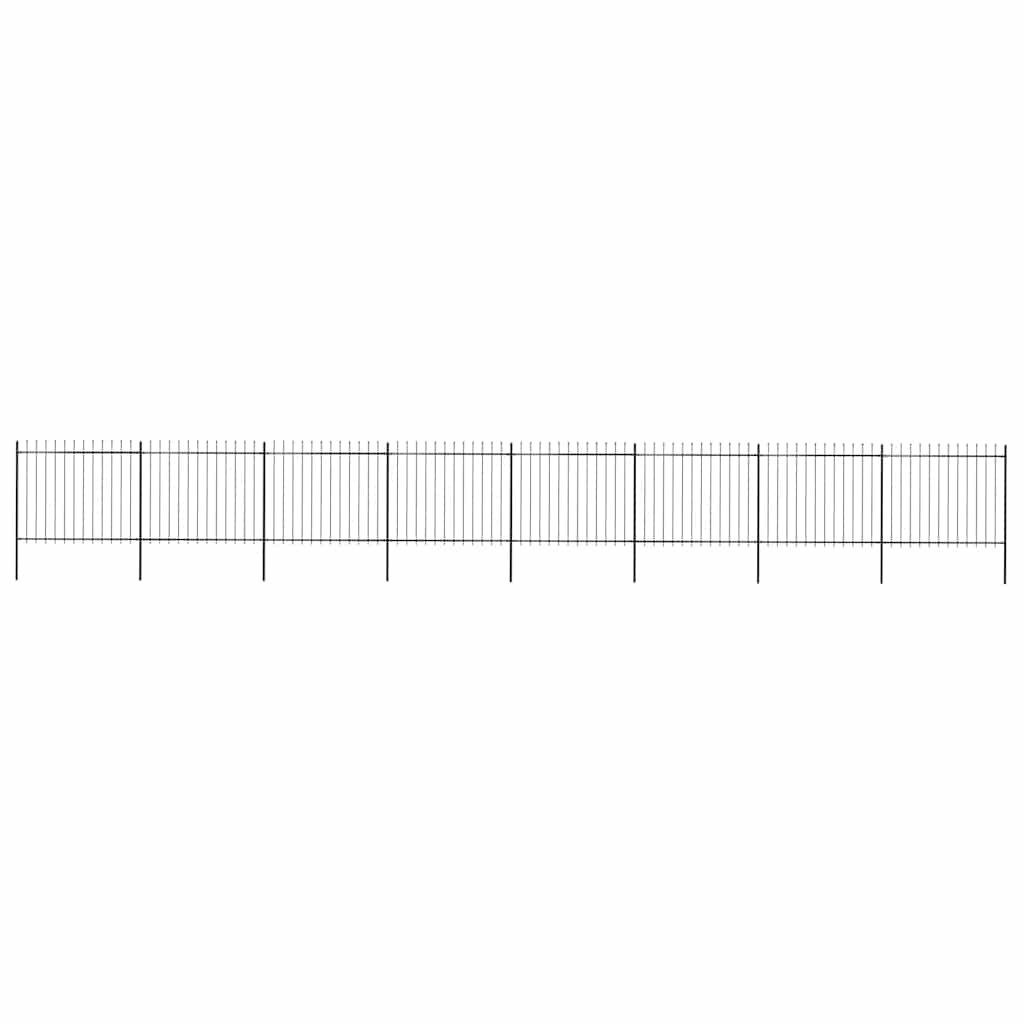 vidaXL Clôture de jardin avec pointes en lance Acier 1426 x 150 cm Noir