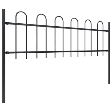 vidaXL Clôture de jardin en acier avec arche ronde 359 x 60 cm Noir