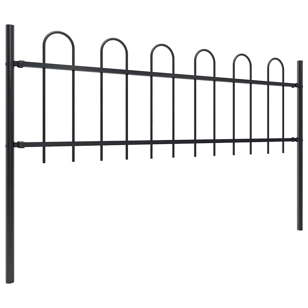 vidaXL Clôture de jardin avec arceaux acier 1248 x 60 cm noir