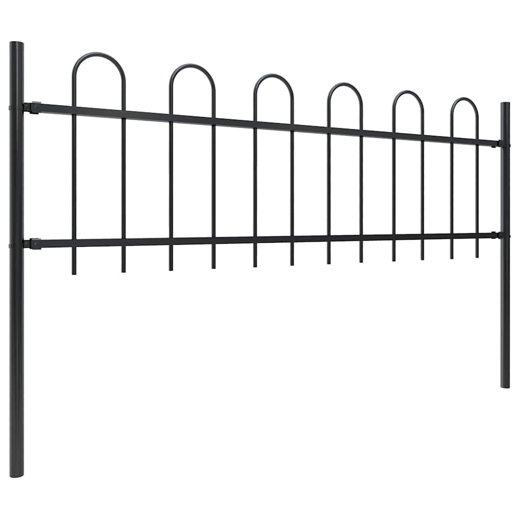 vidaXL Clôture de jardin avec arche en acier 1603,5 x 60 cm Noir