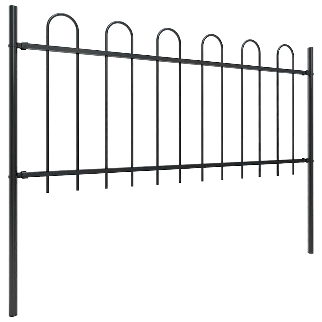 vidaXL Clôture de jardin avec arche en acier 359 x 80 cm noir